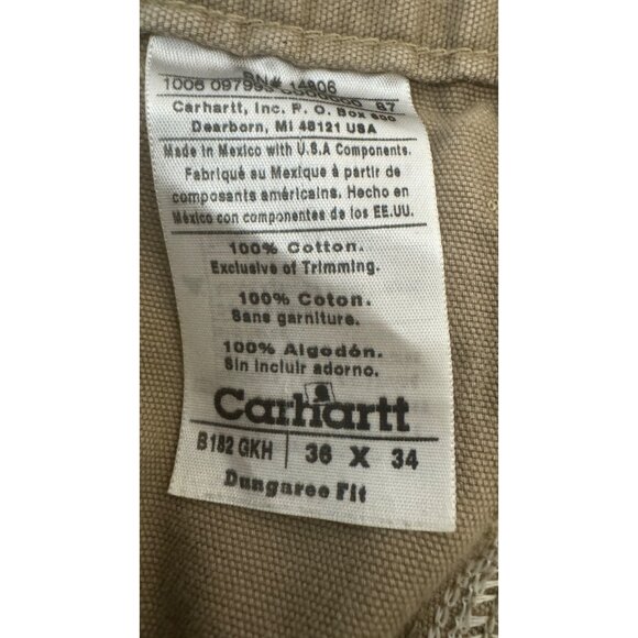 Carhartt 36 x 34 Mens Khaki Cargo Pants Dungaree Fit 100% Durable Workwear - Picture 5 of 14
